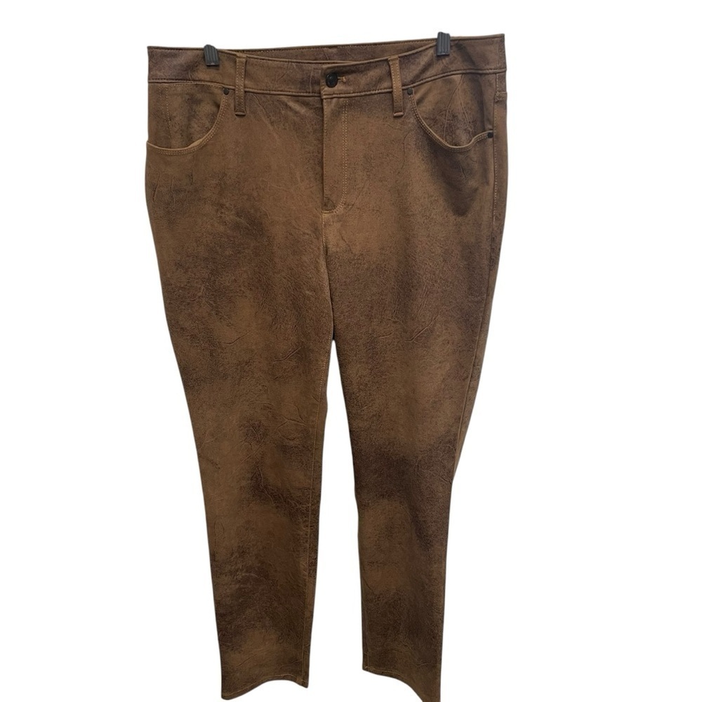 Chicos faux leather pants brown women’s 2R (Large) high rise soft